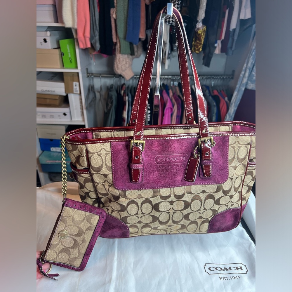 Authentic Coach handbag and mini wallet inside